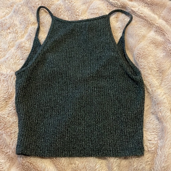 Aritzia Community Heather Grey/Black Racerback Knit Top - Picture 2 of 2
